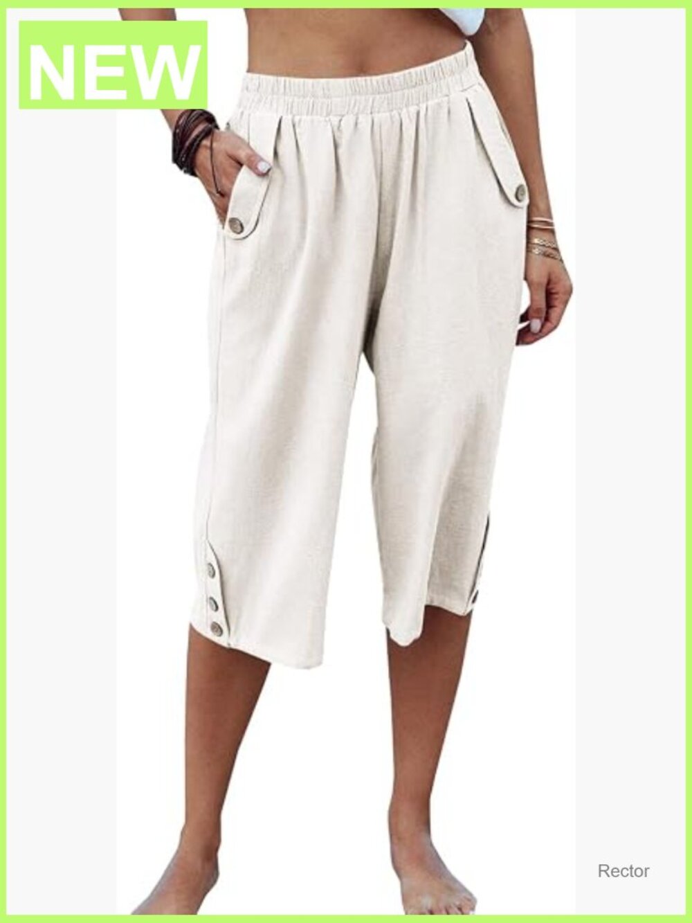 Elastic Waist 3/4 Capri Harem Pants with Pockets Casual Loose Solid Yoga
